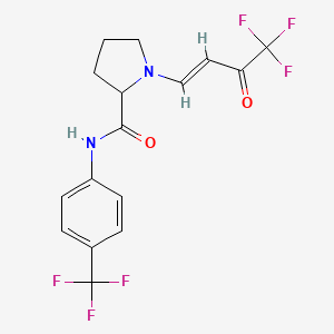 molecular formula C16H14F6N2O2 B2853055 N-[4-(trifluoromethyl)phenyl]-1-[(E)-4,4,4-trifluoro-3-oxobut-1-enyl]pyrrolidine-2-carboxamide CAS No. 1009549-01-2