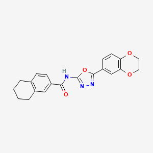 molecular formula C21H19N3O4 B2853058 N-[5-(2,3-dihydro-1,4-benzodioxin-6-yl)-1,3,4-oxadiazol-2-yl]-5,6,7,8-tetrahydronaphthalene-2-carboxamide CAS No. 862808-53-5