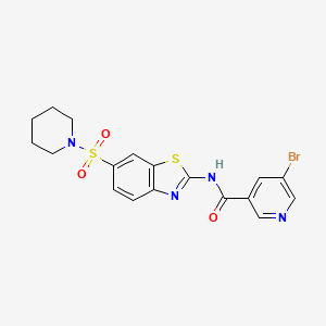 molecular formula C18H17BrN4O3S2 B2853062 5-bromo-N-(6-(piperidin-1-ylsulfonyl)benzo[d]thiazol-2-yl)nicotinamide CAS No. 865592-65-0