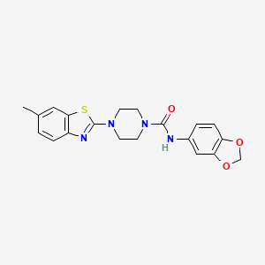 molecular formula C20H20N4O3S B2853066 N-(benzo[d][1,3]dioxol-5-yl)-4-(6-methylbenzo[d]thiazol-2-yl)piperazine-1-carboxamide CAS No. 1202983-36-5