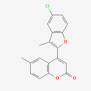 molecular formula C19H13ClO3 B2853075 4-(5-Chloro-3-methyl-1-benzofuran-2-yl)-6-methylchromen-2-one CAS No. 243143-61-5