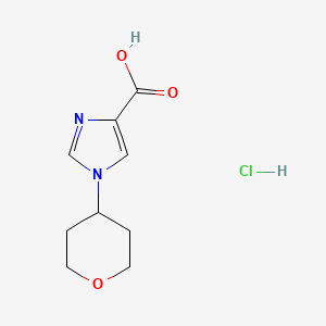 molecular formula C9H13ClN2O3 B2853083 1-(oxan-4-yl)-1H-imidazole-4-carboxylic acid hydrochloride CAS No. 2243507-02-8