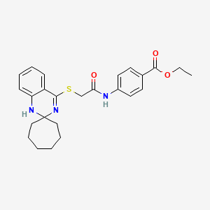 molecular formula C25H29N3O3S B2853086 ethyl 4-(2-{1'H-spiro[cycloheptane-1,2'-quinazoline]sulfanyl}acetamido)benzoate CAS No. 893788-33-5