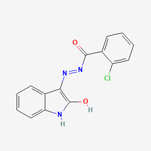 molecular formula C15H10ClN3O2 B2853089 3-(2-Chlorobenzoylhydrazidyl)-2-oxoindoline CAS No. 82973-13-5
