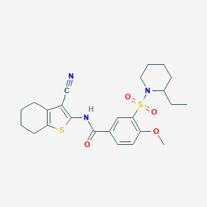 molecular formula C24H29N3O4S2 B285310 N-(3-cyano-4,5,6,7-tetrahydro-1-benzothiophen-2-yl)-3-(2-ethylpiperidin-1-yl)sulfonyl-4-methoxybenzamide 