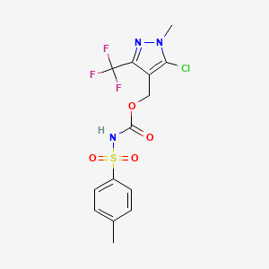 molecular formula C14H13ClF3N3O4S B2853101 [5-chloro-1-methyl-3-(trifluoromethyl)-1H-pyrazol-4-yl]methyl N-[(4-methylphenyl)sulfonyl]carbamate CAS No. 282523-54-0