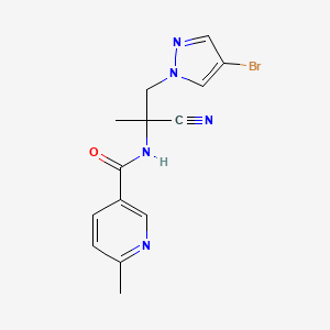 molecular formula C14H14BrN5O B2853103 N-{1-[(4-bromo-1H-pyrazol-1-yl)methyl]-1-cyanoethyl}-6-methylpyridine-3-carboxamide CAS No. 1376115-64-8