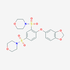 molecular formula C21H24N2O9S2 B285311 4-{[2-(1,3-Benzodioxol-5-yloxy)-5-(4-morpholinylsulfonyl)phenyl]sulfonyl}morpholine 