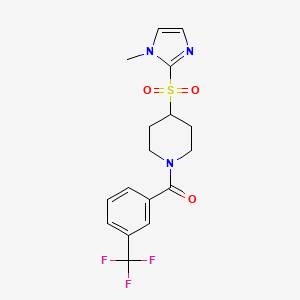 molecular formula C17H18F3N3O3S B2853116 (4-((1-methyl-1H-imidazol-2-yl)sulfonyl)piperidin-1-yl)(3-(trifluoromethyl)phenyl)methanone CAS No. 2309732-41-8