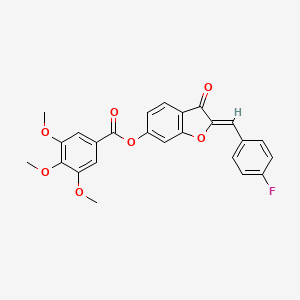 molecular formula C25H19FO7 B2853117 (Z)-2-(4-fluorobenzylidene)-3-oxo-2,3-dihydrobenzofuran-6-yl 3,4,5-trimethoxybenzoate CAS No. 848917-47-5