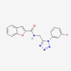 molecular formula C17H12FN5O2 B2853118 N-((1-(3-fluorophenyl)-1H-tetrazol-5-yl)methyl)benzofuran-2-carboxamide CAS No. 921501-77-1