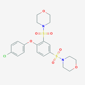 molecular formula C20H23ClN2O7S2 B285312 4-{[2-(4-Chlorophenoxy)-5-(4-morpholinylsulfonyl)phenyl]sulfonyl}morpholine 