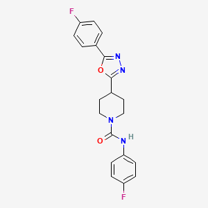 molecular formula C20H18F2N4O2 B2853120 N-(4-fluorophenyl)-4-[5-(4-fluorophenyl)-1,3,4-oxadiazol-2-yl]piperidine-1-carboxamide CAS No. 1172949-41-5