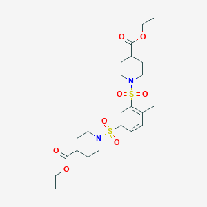 molecular formula C23H34N2O8S2 B285313 Ethyl 1-[(5-{[4-(ethoxycarbonyl)-1-piperidinyl]sulfonyl}-2-methylphenyl)sulfonyl]-4-piperidinecarboxylate 