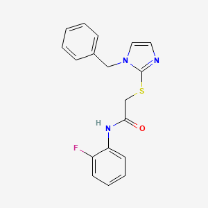 molecular formula C18H16FN3OS B2853133 2-(1-benzylimidazol-2-yl)sulfanyl-N-(2-fluorophenyl)acetamide CAS No. 893394-18-8