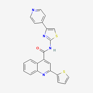 molecular formula C22H14N4OS2 B2853138 N-(4-(pyridin-4-yl)thiazol-2-yl)-2-(thiophen-2-yl)quinoline-4-carboxamide CAS No. 476642-06-5