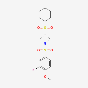 3-(Cyclohexylsulfonyl)-1-((3-fluoro-4-methoxyphenyl)sulfonyl)azetidine