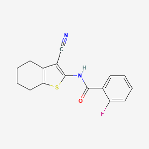molecular formula C16H13FN2OS B2853160 N-(3-Cyano-4,5,6,7-Tetrahydro-1-Benzothien-2-Yl)-2-Fluorobenzamide CAS No. 304884-83-1