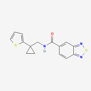 molecular formula C15H13N3OS2 B2853162 N-((1-(thiophen-2-yl)cyclopropyl)methyl)benzo[c][1,2,5]thiadiazole-5-carboxamide CAS No. 1210023-85-0
