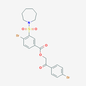 molecular formula C21H21Br2NO5S B285317 2-(4-Bromophenyl)-2-oxoethyl 3-(1-azepanylsulfonyl)-4-bromobenzoate 