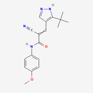 3-(3-tert-butyl-1H-pyrazol-4-yl)-2-cyano-N-(4-methoxyphenyl)prop-2-enamide