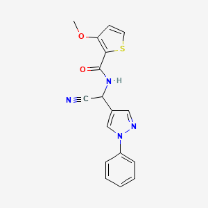molecular formula C17H14N4O2S B2853187 N-[Cyano-(1-phenylpyrazol-4-yl)methyl]-3-methoxythiophene-2-carboxamide CAS No. 1385458-99-0