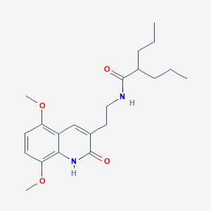 molecular formula C21H30N2O4 B2853196 N-(2-(5,8-dimethoxy-2-oxo-1,2-dihydroquinolin-3-yl)ethyl)-2-propylpentanamide CAS No. 851404-10-9