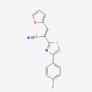 molecular formula C16H9FN2OS B2853200 (E)-2-[4-(4-fluorophenyl)-1,3-thiazol-2-yl]-3-(2-furyl)-2-propenenitrile CAS No. 298219-43-9