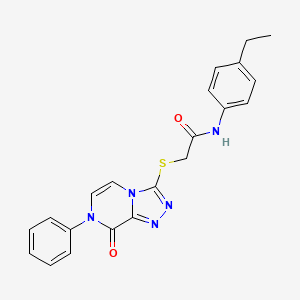 molecular formula C21H19N5O2S B2853208 N-(4-ethylphenyl)-2-((8-oxo-7-phenyl-7,8-dihydro-[1,2,4]triazolo[4,3-a]pyrazin-3-yl)thio)acetamide CAS No. 1243092-78-5