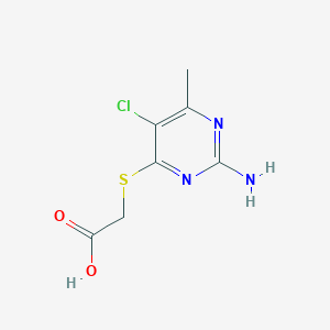 molecular formula C7H8ClN3O2S B2853224 2-((2-Amino-5-chloro-6-methyl-4-pyrimidinyl)sulfanyl)acetic acid CAS No. 338976-58-2