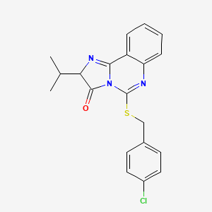 molecular formula C20H18ClN3OS B2853240 5-[(4-chlorobenzyl)thio]-2-isopropylimidazo[1,2-c]quinazolin-3(2H)-one CAS No. 1023550-40-4