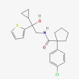 molecular formula C21H24ClNO2S B2853245 1-(4-chlorophenyl)-N-(2-cyclopropyl-2-hydroxy-2-(thiophen-2-yl)ethyl)cyclopentanecarboxamide CAS No. 1396887-45-8