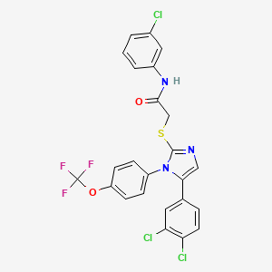 molecular formula C24H15Cl3F3N3O2S B2853252 N-(3-chlorophenyl)-2-((5-(3,4-dichlorophenyl)-1-(4-(trifluoromethoxy)phenyl)-1H-imidazol-2-yl)thio)acetamide CAS No. 1226430-95-0