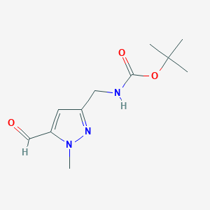 molecular formula C11H17N3O3 B2853262 tert-Butyl ((5-formyl-1-methyl-1H-pyrazol-3-yl)methyl)carbamate CAS No. 2137545-79-8
