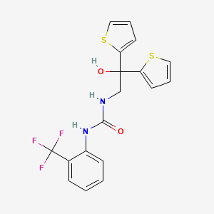 molecular formula C18H15F3N2O2S2 B2853267 1-(2-Hydroxy-2,2-di(thiophen-2-yl)ethyl)-3-(2-(trifluoromethyl)phenyl)urea CAS No. 2034590-51-5