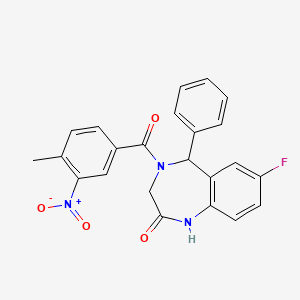 molecular formula C23H18FN3O4 B2853270 7-fluoro-4-(4-methyl-3-nitrobenzoyl)-5-phenyl-3,5-dihydro-1H-1,4-benzodiazepin-2-one CAS No. 533888-59-4