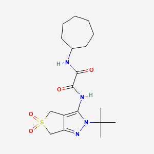molecular formula C18H28N4O4S B2853272 N1-(2-(tert-butyl)-5,5-dioxido-4,6-dihydro-2H-thieno[3,4-c]pyrazol-3-yl)-N2-cycloheptyloxalamide CAS No. 899944-96-8