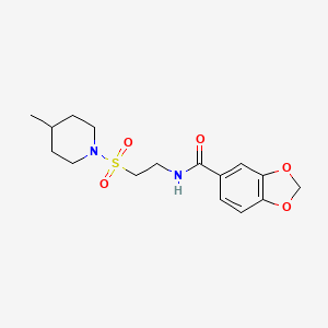 molecular formula C16H22N2O5S B2853287 N-[2-(4-methylpiperidin-1-yl)sulfonylethyl]-1,3-benzodioxole-5-carboxamide CAS No. 899740-09-1