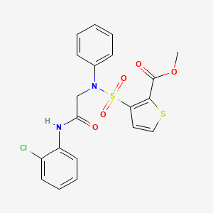 molecular formula C20H17ClN2O5S2 B2853290 methyl 3-(N-(2-((2-chlorophenyl)amino)-2-oxoethyl)-N-phenylsulfamoyl)thiophene-2-carboxylate CAS No. 895264-91-2
