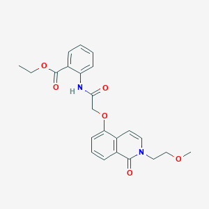 Ethyl 2-(2-((2-(2-methoxyethyl)-1-oxo-1,2-dihydroisoquinolin-5-yl)oxy)acetamido)benzoate