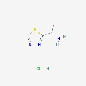 molecular formula C4H8ClN3S B2853307 1-(1,3,4-Thiadiazol-2-yl)ethanamine;hydrochloride CAS No. 2416235-58-8