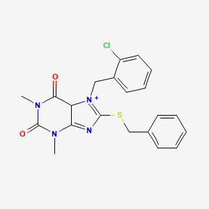 molecular formula C21H19ClN4O2S B2853308 8-(benzylsulfanyl)-7-[(2-chlorophenyl)methyl]-1,3-dimethyl-2,3,6,7-tetrahydro-1H-purine-2,6-dione CAS No. 374612-79-0