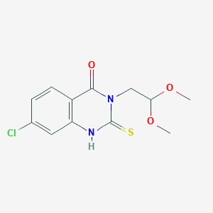 molecular formula C12H13ClN2O3S B2853310 7-chloro-3-(2,2-dimethoxyethyl)-2-sulfanylidene-1,2,3,4-tetrahydroquinazolin-4-one CAS No. 422526-57-6