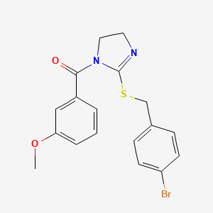 (2-((4-bromobenzyl)thio)-4,5-dihydro-1H-imidazol-1-yl)(3-methoxyphenyl)methanone