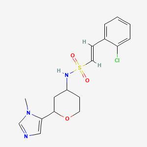 molecular formula C17H20ClN3O3S B2853318 (E)-2-(2-Chlorophenyl)-N-[2-(3-methylimidazol-4-yl)oxan-4-yl]ethenesulfonamide CAS No. 2111872-86-5