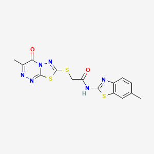 molecular formula C15H12N6O2S3 B2853319 2-((3-甲基-4-氧代-4H-[1,3,4]噻二唑并[2,3-c][1,2,4]三嗪-7-基)硫代)-N-(6-甲基苯并[d]噻唑-2-基)乙酰胺 CAS No. 869074-56-6