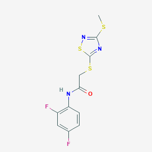 molecular formula C11H9F2N3OS3 B285332 N-(2,4-difluorophenyl)-2-{[3-(methylsulfanyl)-1,2,4-thiadiazol-5-yl]sulfanyl}acetamide 