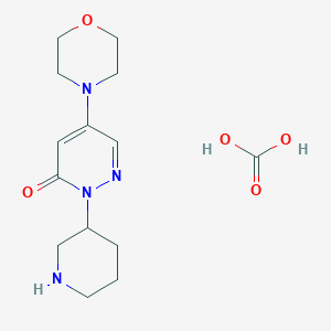 molecular formula C14H22N4O5 B2853325 5-(Morpholin-4-yl)-2-(piperidin-3-yl)-2,3-dihydropyridazin-3-one; carbonic acid CAS No. 1803590-07-9