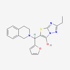 molecular formula C20H20N4O2S B2853335 5-((3,4-dihydroisoquinolin-2(1H)-yl)(furan-2-yl)methyl)-2-ethylthiazolo[3,2-b][1,2,4]triazol-6-ol CAS No. 886916-34-3