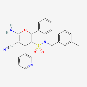 molecular formula C25H20N4O3S B2853338 2-Amino-6-(3-methylbenzyl)-4-pyridin-3-yl-4,6-dihydropyrano[3,2-c][2,1]benzothiazine-3-carbonitrile 5,5-dioxide CAS No. 893298-03-8
